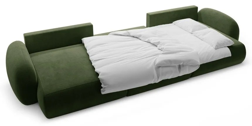 Zelená zamatová rozkladacia/s úložným priestorom rohová pohovka (do tvaru "U") Tonale – Cosmopolitan Design