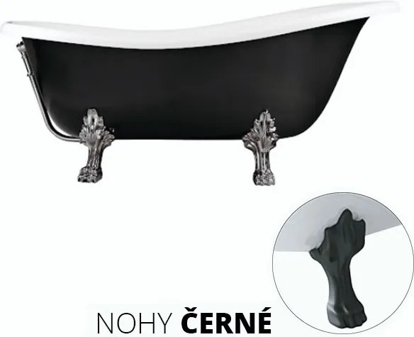 Besco Akrylátová voľne stojaca vaňa Otylia BW 160x77 (170x77) s prepadom BESCO-Typ výpuste: Click-Clack s prepadom, čierna matná, BESCO-Nôžky: Chróm,…