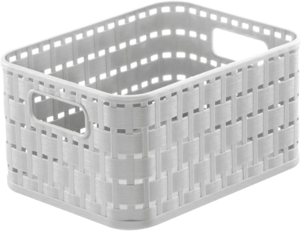 Rotho Plastový košík COUNTRY, rovný, biely (2 l – 18 x 14 x 10)