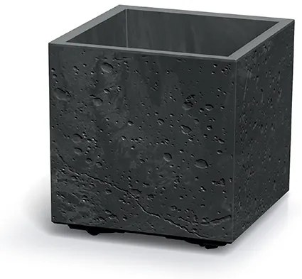 Plastový kvetináč SIERRAS štvorcový betónový efekt čierny