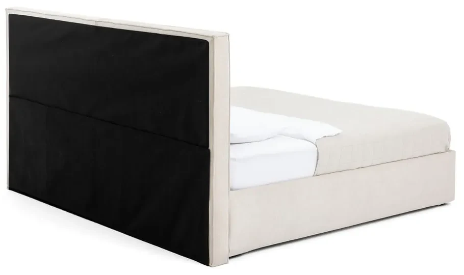 Béžová čalúnená dvojlôžková posteľ s úložným priestorom s roštom 160x200 cm Thessa Bold – Bonami Selection