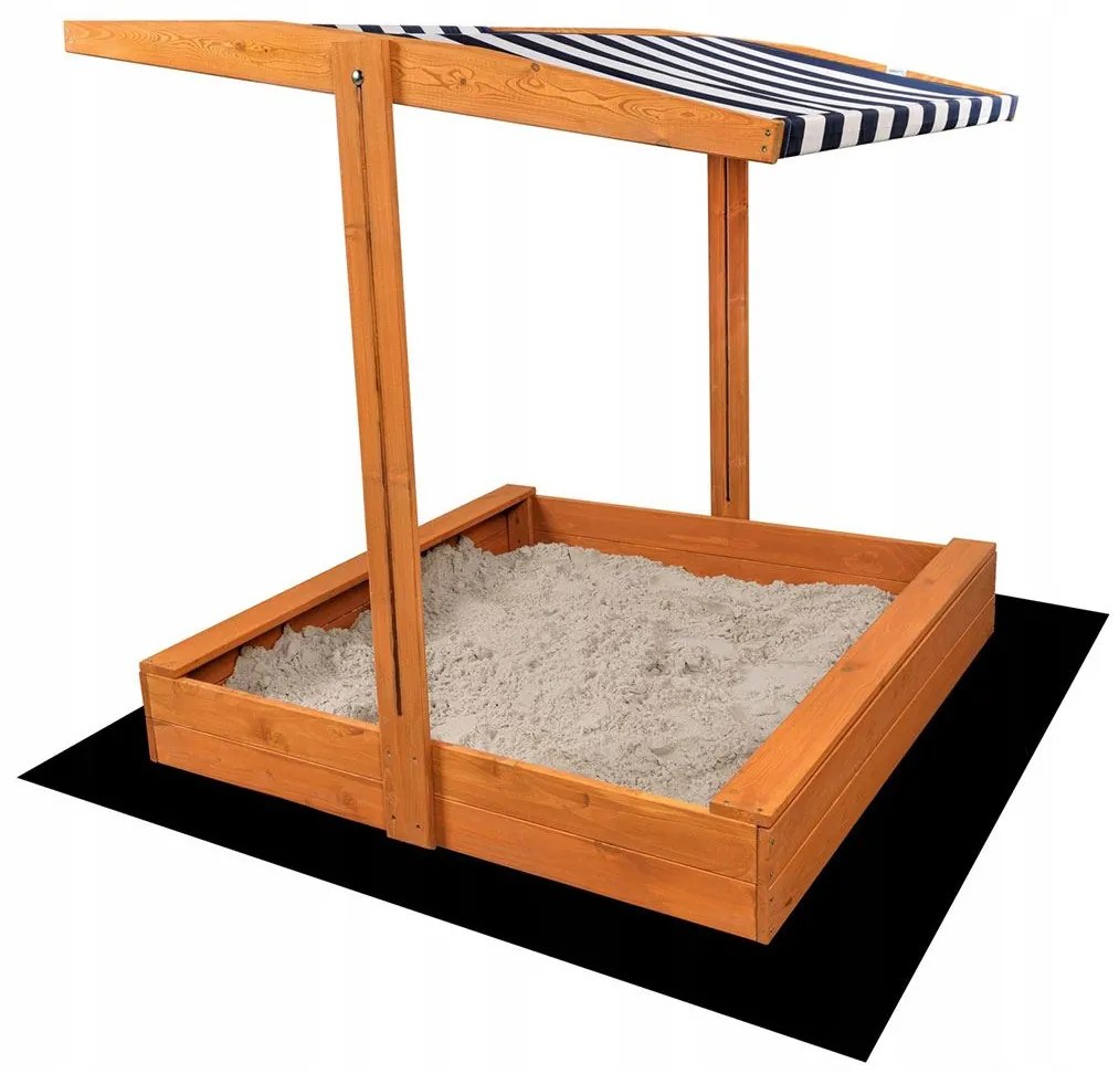 Detské drevené pieskovisko so strieškou Baby Mix 120x120 cm modro-biele