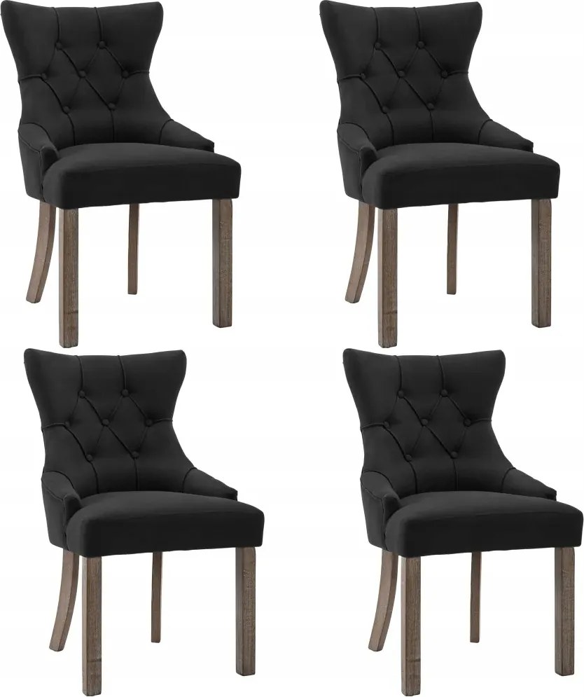vidaXL Stolové stoličky, 4 ks, čierne, potiahnuté látkou