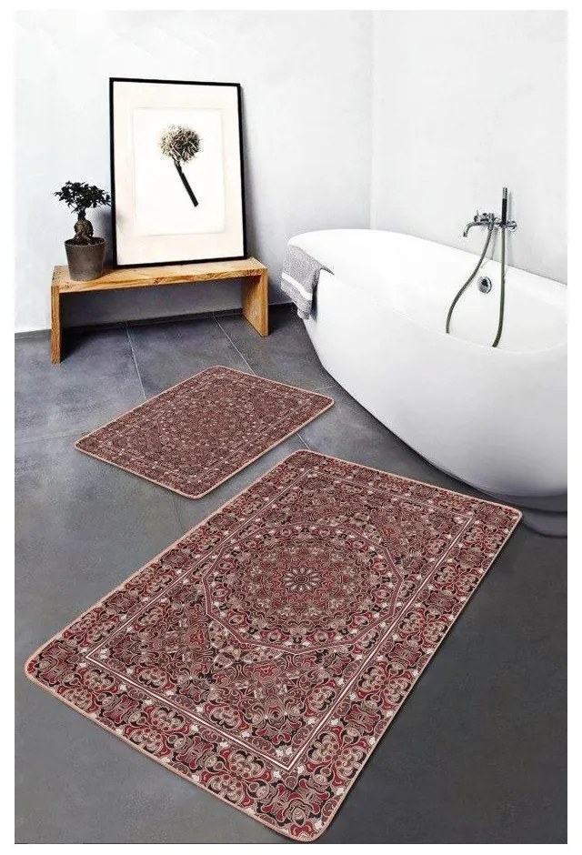 Hnedé zamatové kúpeľňové predložky v súprave 2 ks 60x100 cm – Mila Home