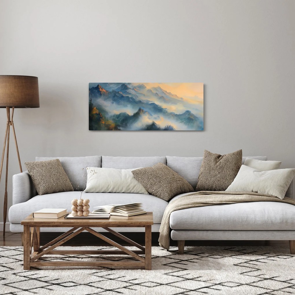Obraz - Maľovaná horská krajina (120x50 cm)