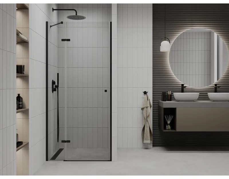 Mexen Roma, sprchové dvere do otvoru 90 x 190 cm, 6mm číre sklo, čierny profil, 854-090-000-70-00