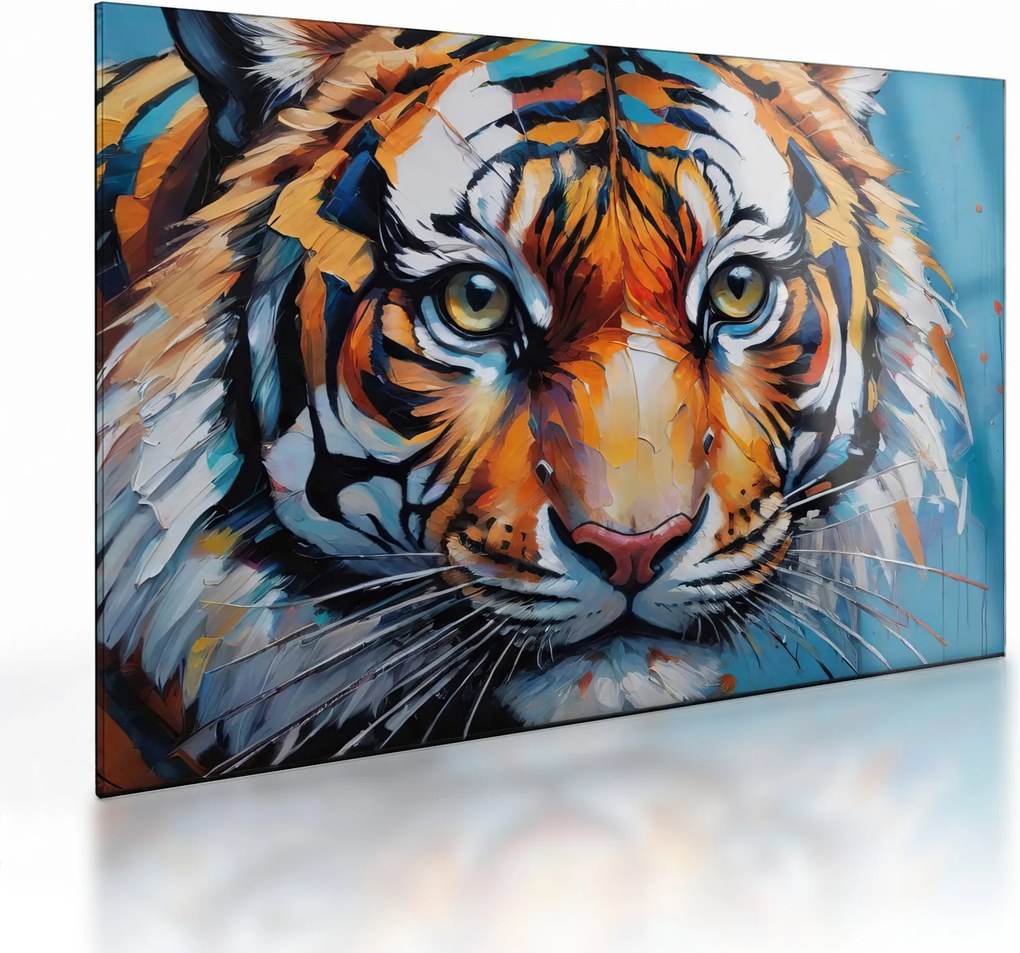 Sklenený obraz - Pohľad tigra, maľba (70x50 cm)