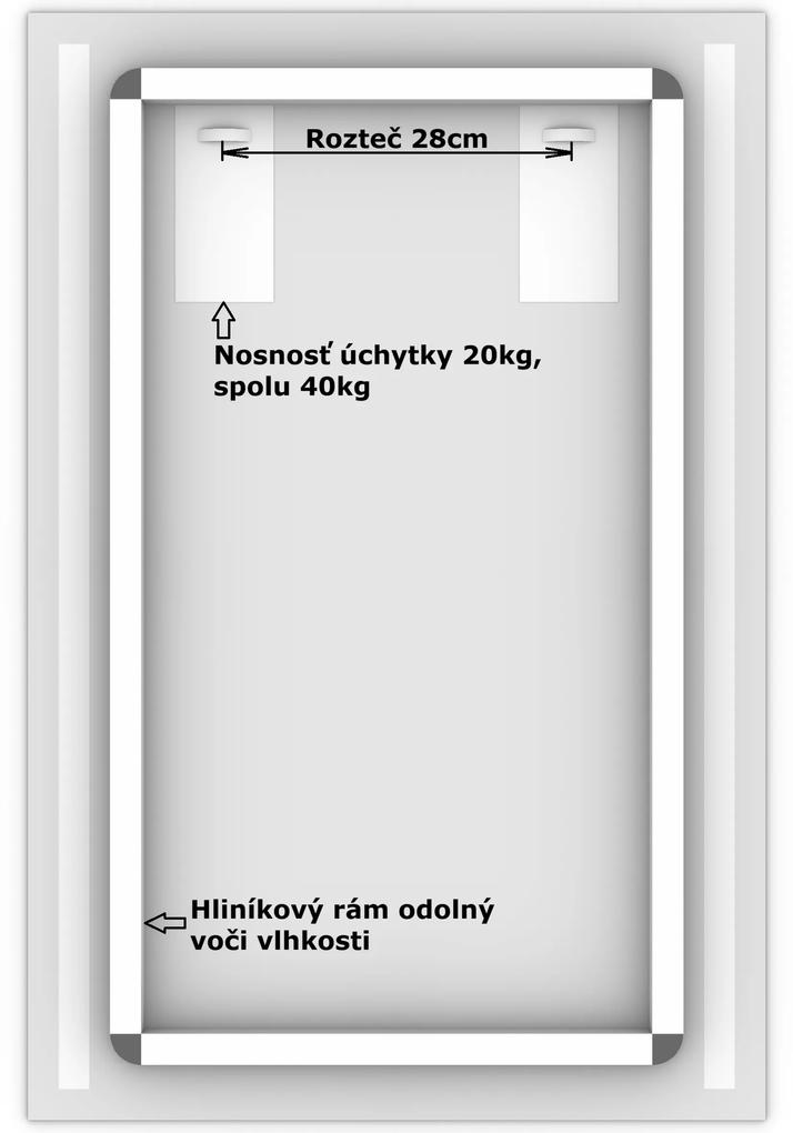 LED zrkadlo Longitudine 70x120cm teplá biela - diaľkový ovládač Farba diaľkového ovládača: Biela