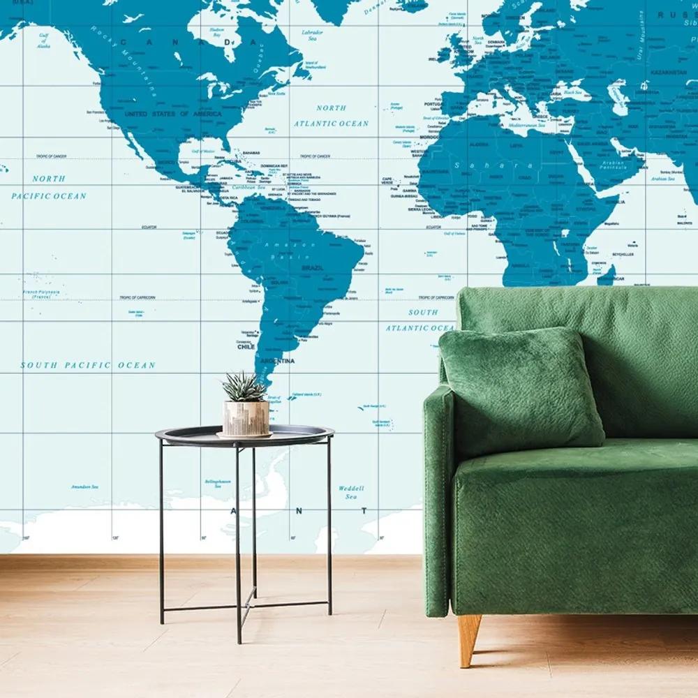 Tapeta politická mapa sveta v modrej farbe - 300x200
