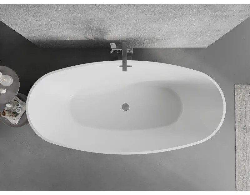 Mexen Lira, voľne stojaca vaňa, vzor, 170 × 80 cm, biela lesklá, grafitový prepad, 52831708000-95