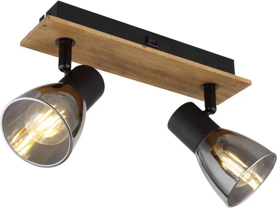 Globo 54307-2W - Nástenné bodové svietidlo CLAUDE 2xE14/40W/230V čierna/drevo