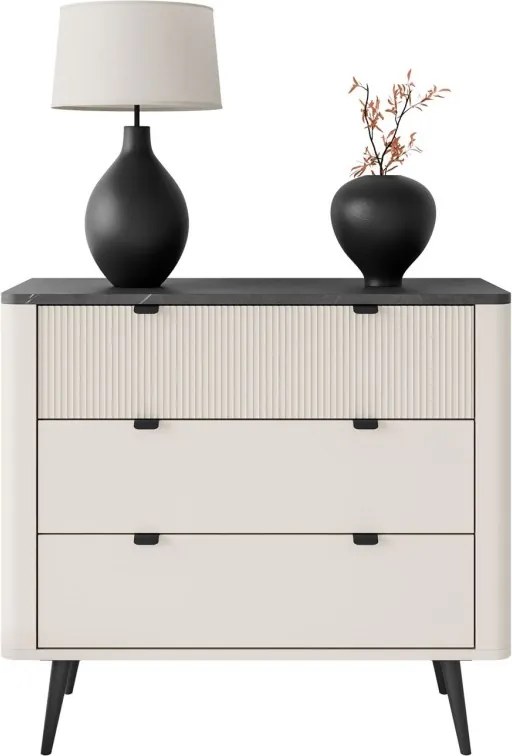 Dizajnová komoda NICOLA 90 cm kašmír + sivý kameň