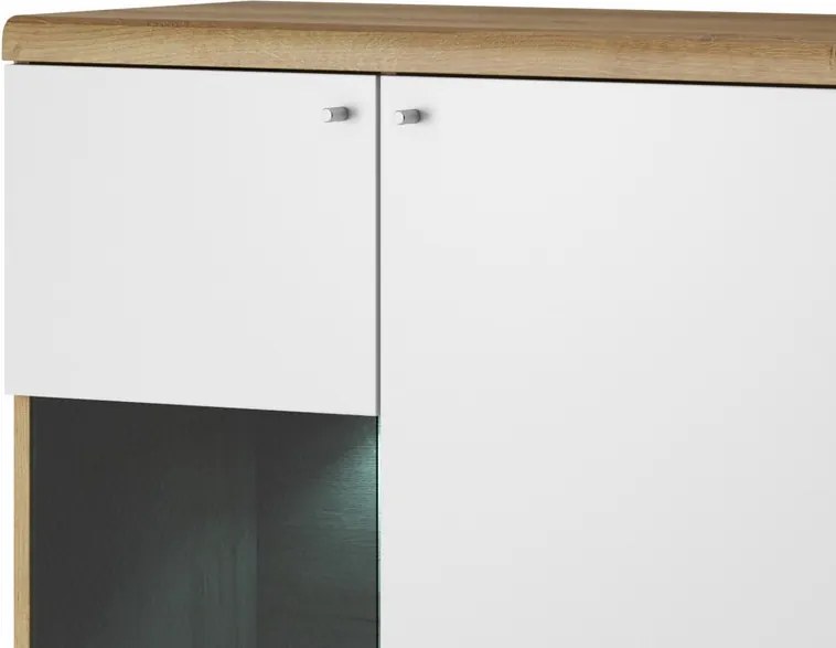 Nízká vitrína Primo, dub riviera/biela