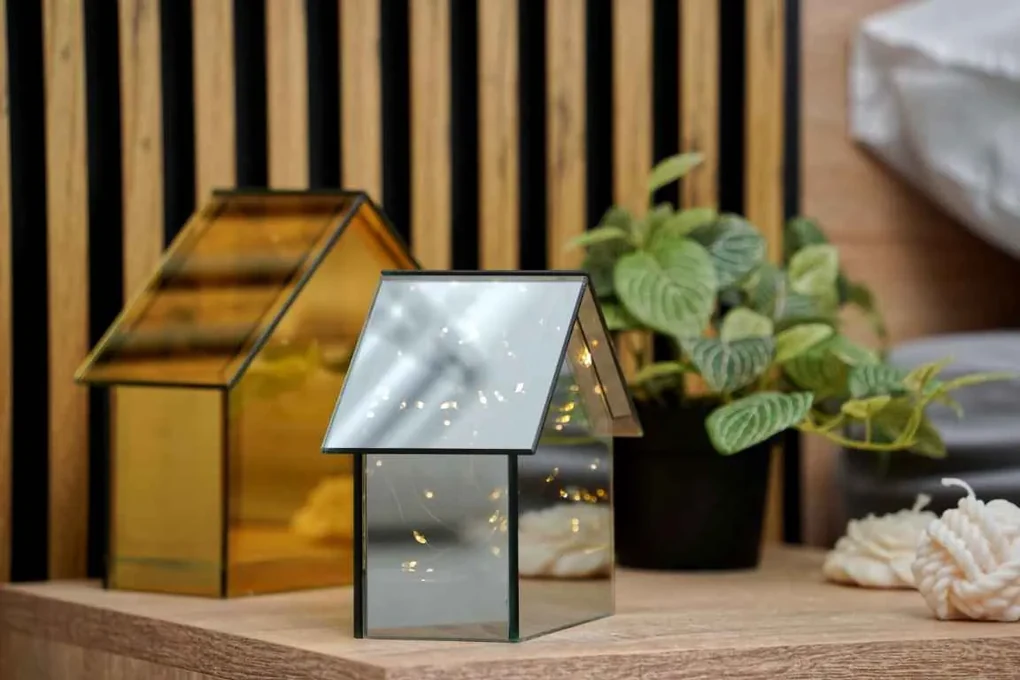 LED sklenený domček ELITE, sivý - viac veľkostí Veľkosť: S