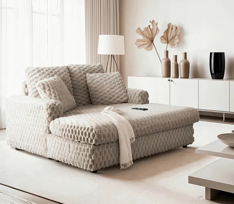 Moderná pohovka Celestia béžová plyš 135cm