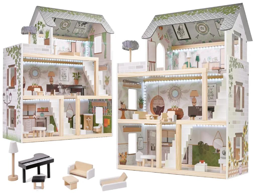 Moderný drevený domček pre bábiky | + nábytok