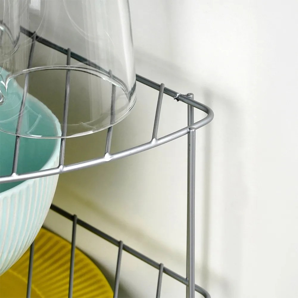 VILDE Prídavná polica, 3-poschodová, rohová, strieborný kov 23 x 23 x 21,5 cm