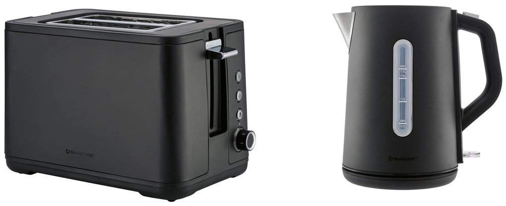 Silvercrest® Hriankovač STS 850 F3/Sots 850 F3, čierny + Rýchlovarná kanvica, 1,7 l, čierna (800011158)