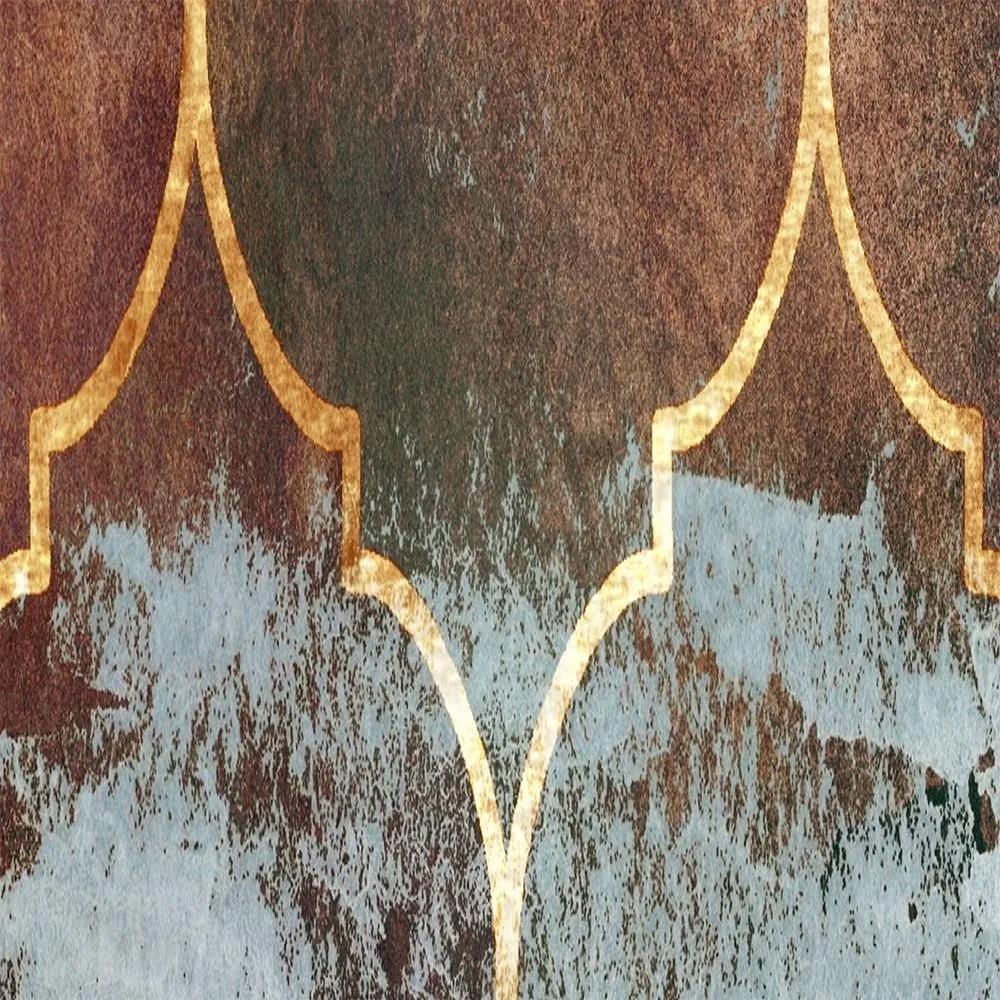 Ozdobný paraván, Marocký jetel v hnědé barvě - 145x170 cm, štvordielny, obojstranný paraván 360°