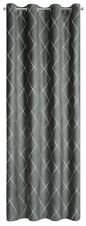 EUROFIRANY Zamatová záves zdobená výšivkou 140 cm x 250 cm svetlosivá 100 % polyester
