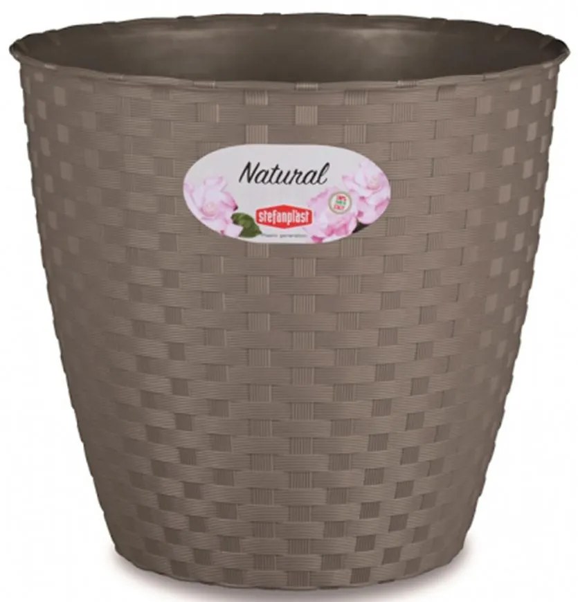 Obal na kvetináč NATURAL plastový 14x13 cm sivohnedý