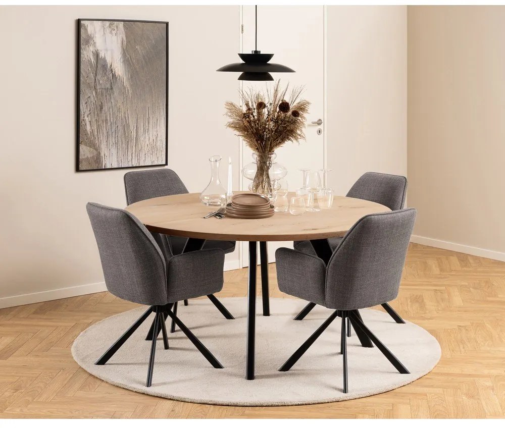 Svetlosivé čalúnené jedálenské kreslá v súprave s podrúčkami 2 ks Glenda – Actona