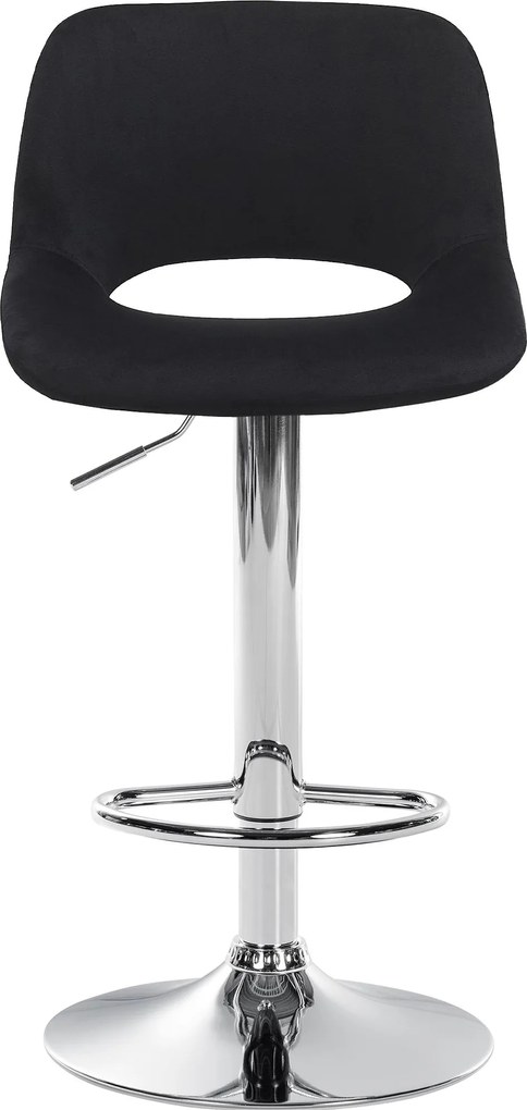 Barová stolička Camden - zamat, chróm rám - Čierna