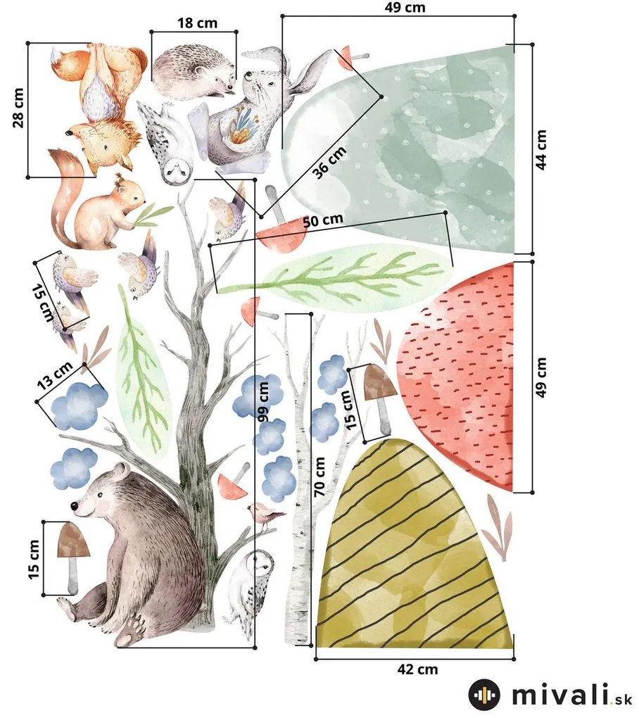 Samolepky na stenu - Lesné zvieratká