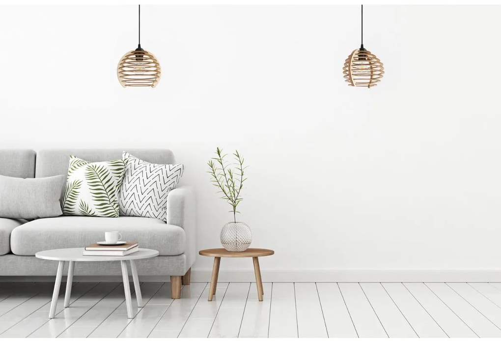 Závesné svietidlo Timber, 1x drevené tienidlo, lp, n