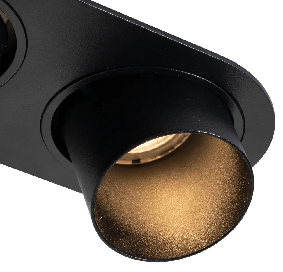 Sada 6 zapustených bodových svetiel čierna GU10 50 mm 2-svetlá - Installa