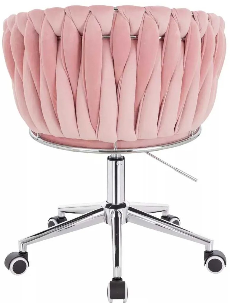 LuxuryForm DESIGN Stolička NORDEN VELUR na striebornej podstave s kolieskami - ružová