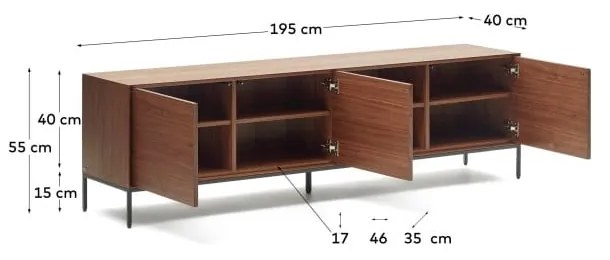TV stolík v dekore orecha v prírodnej farbe 195x55 cm Vedrana – Kave Home