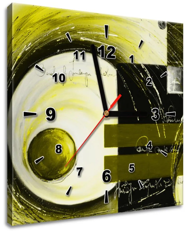 Gario Obraz s hodinami Žlté tvary Veľkosť: 40 x 40 cm
