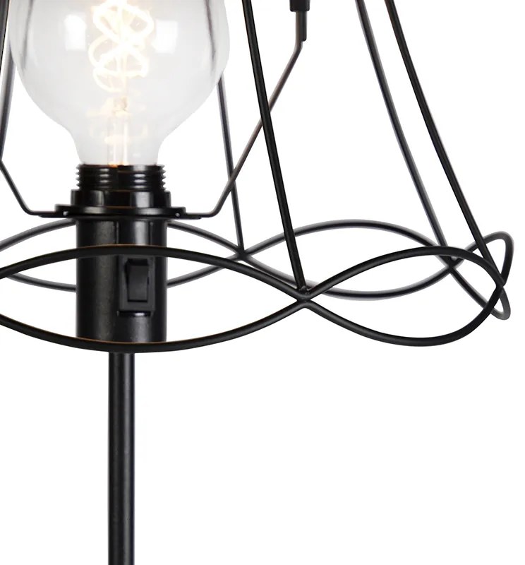 Stojaca lampa čierna s rámom Granny 35 cm nastaviteľná - Parte