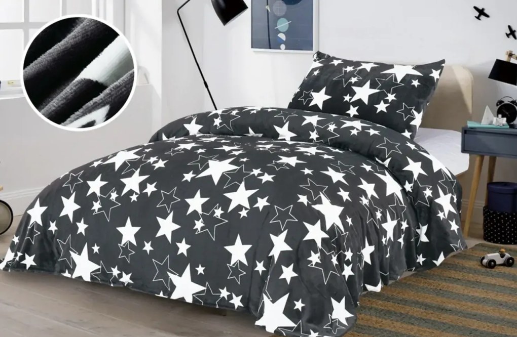 Mikroplyšové obliečky STAR sivé