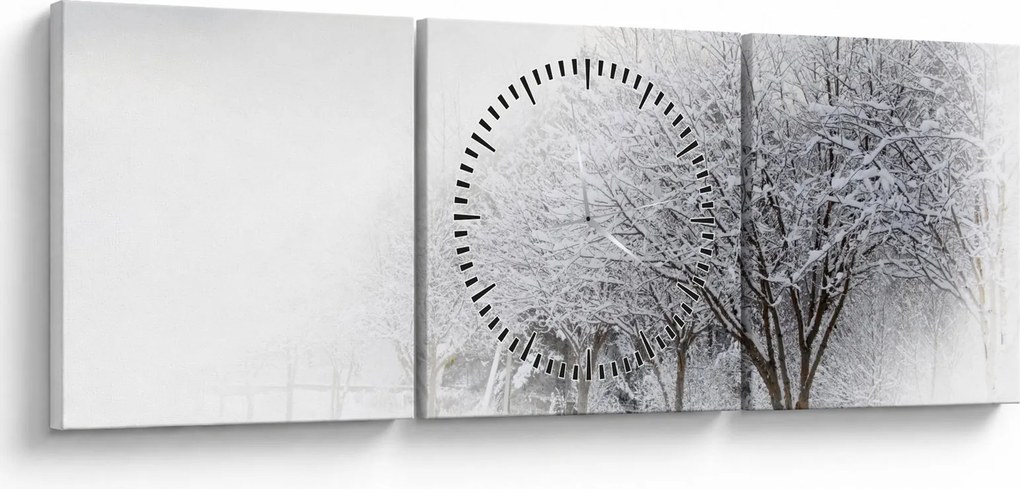 Obraz - Zimná alej (s hodinami) (90x30 cm)