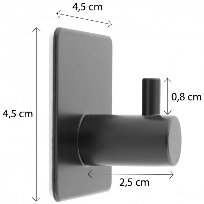Erga Pad, samolepiaci háčik na uteráky 4,5x4,5 cm (4ks), čierna matná, ERG-YKA-CH.PAD-4-BLK