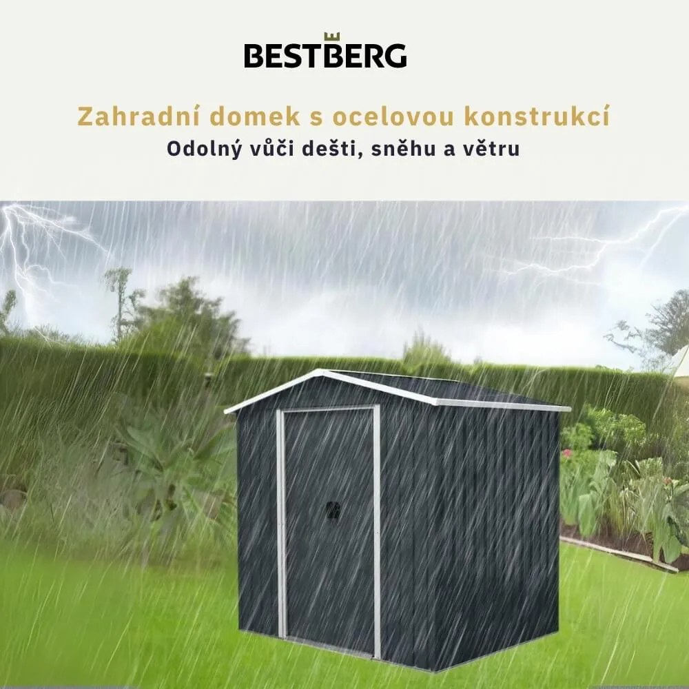 Záhradný domček BestBerg ZDB-2Z / 2,5 m² / 194 x 131 x 184 cm / zelený
