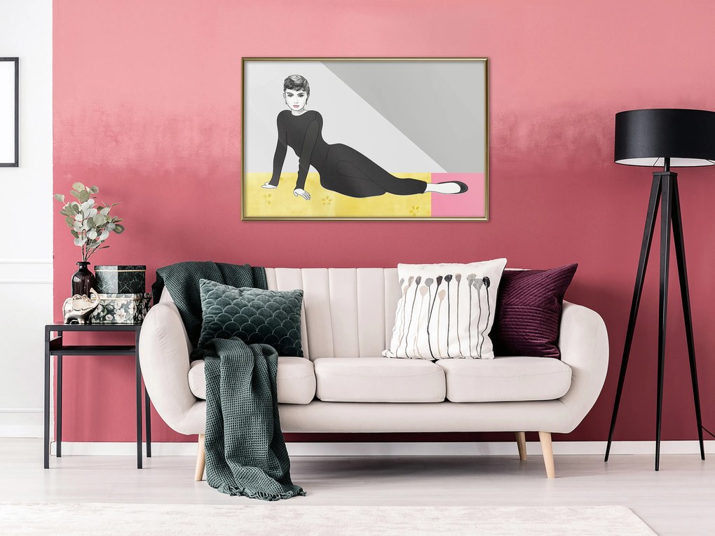 Artgeist Plagát - Beautiful Audrey [Poster] Veľkosť: 60x40, Verzia: Čierny rám s passe-partout