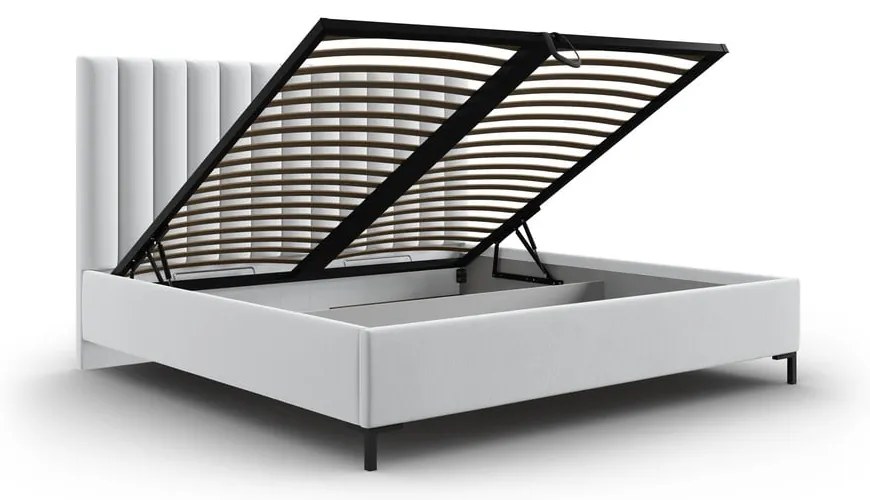 Svetlosivá čalúnená dvojlôžková posteľ s úložným priestorom s roštom 160x200 cm Casey – Mazzini Beds