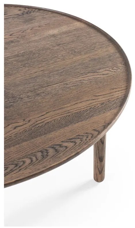 Hnedý okrúhly konferenčný stolík z dubového dreva ø 100 cm Mu – Gazzda