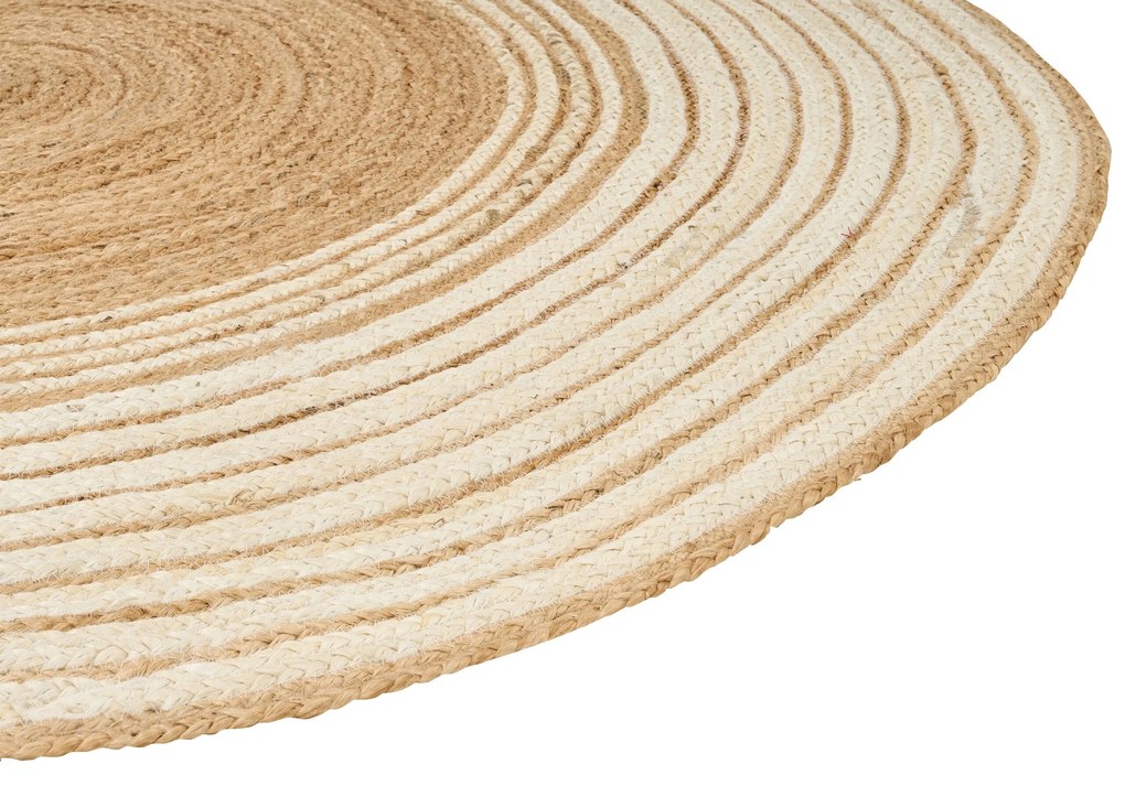 Okrúhly jutový koberec ⌀ 140 cm béžová a biela MELEKLI Beliani