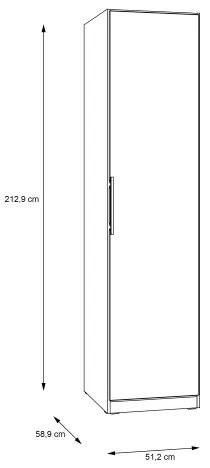 Šatníková skriňa MARO 51x213 cm dub artisan