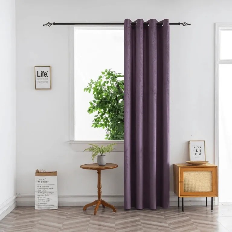 Zatemňovací záves DUNES VELVET 140x250 cm, fialový Zavesenie: Kovové krúžky
