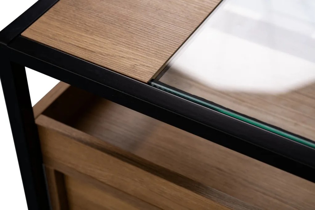 Odkladací/nočný stolík so zásuvkou Mandurah, kov/dub