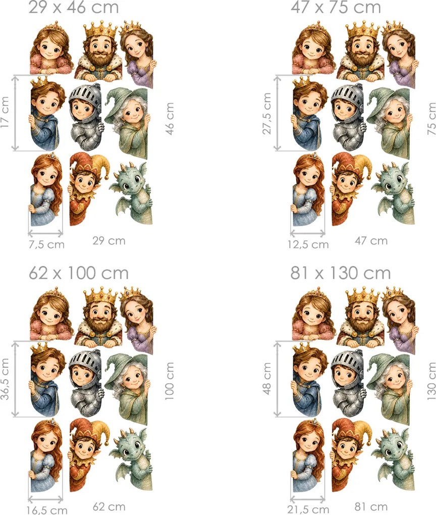 Rozprávkové postavy okolo dverí nálepky na stenu pre dievčatá list 29 × 46 cm
