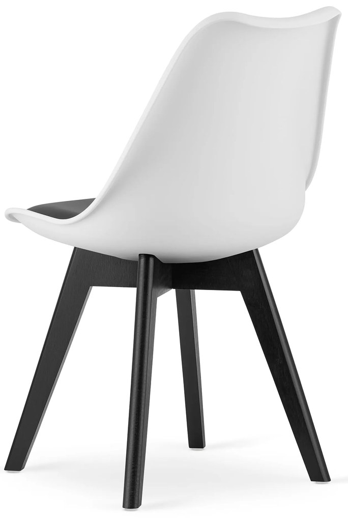 Bielo-čierna stolička BALI MARK s čiernymi nohami