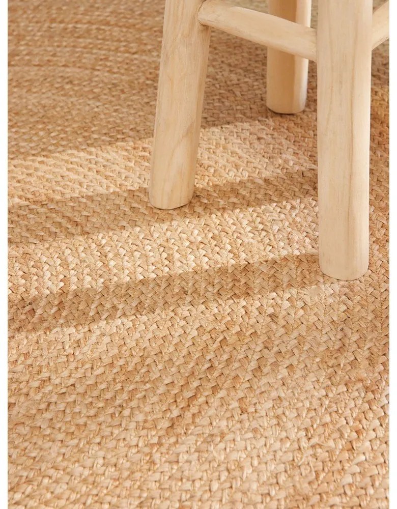 Obojstranný/ručne tkaný jutový okrúhly koberec v prírodnej farbe ø 100 cm Jutta Gold – Hanse Home