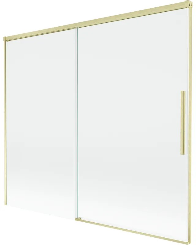 Mexen Rox, 2-krídlová posuvná vaňová zástena 180 x 150 cm, 8mm číre sklo, zlatý matný profil, 8C9-180-001-55-00