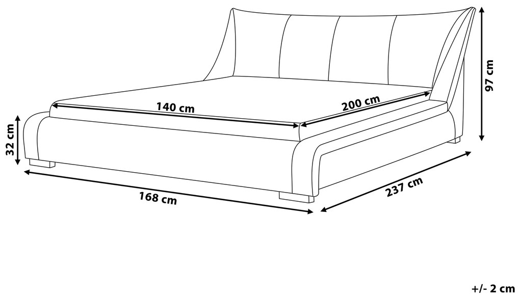 Sivá čalúnená posteľ 140 x 200 cm NANTES Beliani
